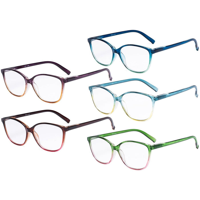 Eyekeeper - 5 Pack Stylish Reading Glasses Two-Tone Readers Rfh2