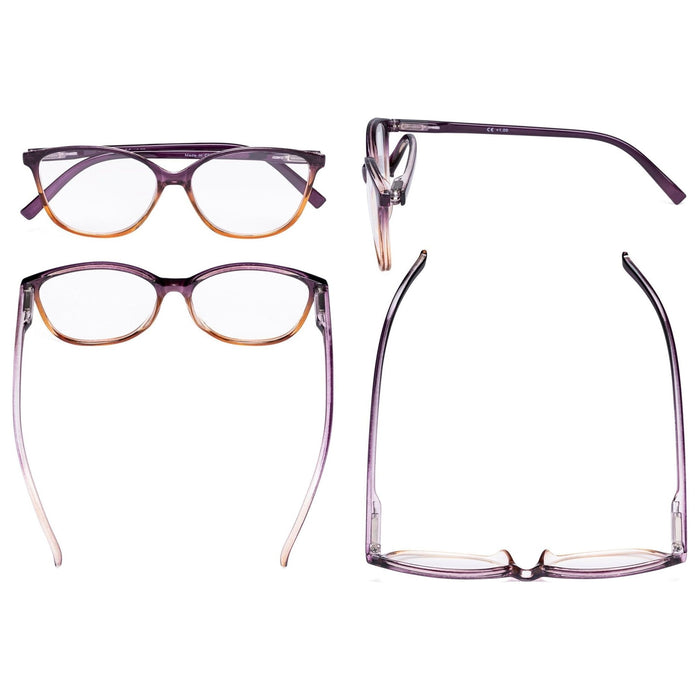 Eyekeeper - 5 Pack Stylish Reading Glasses Two-Tone Readers Rfh2