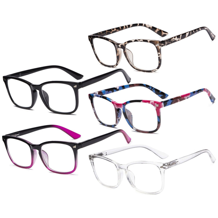 Eyekeeper - 5 Pack Stylish Reading Glasses Pattern Arms Readers Rt1801