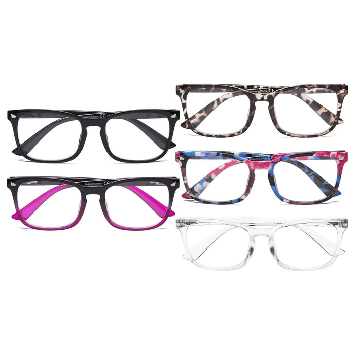 Eyekeeper - 5 Pack Stylish Reading Glasses Pattern Arms Readers Rt1801