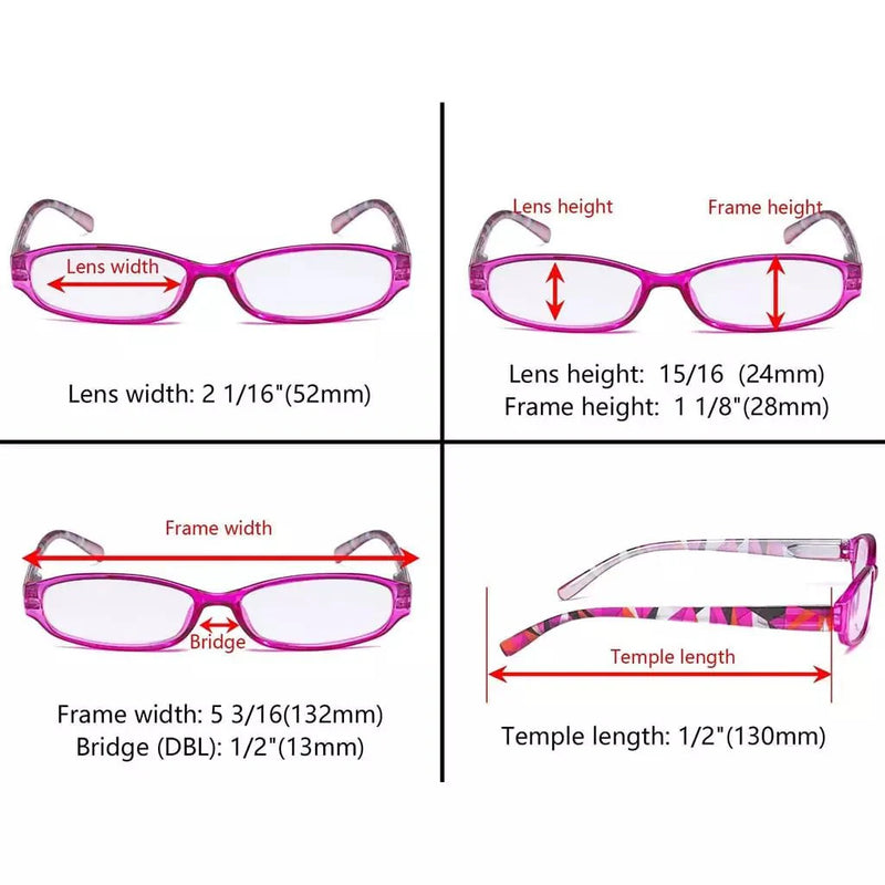 eyekeeper.com 5 Pack Stylish Reading Glasses with Pattern Arms Readers R9104G Eyeglasses