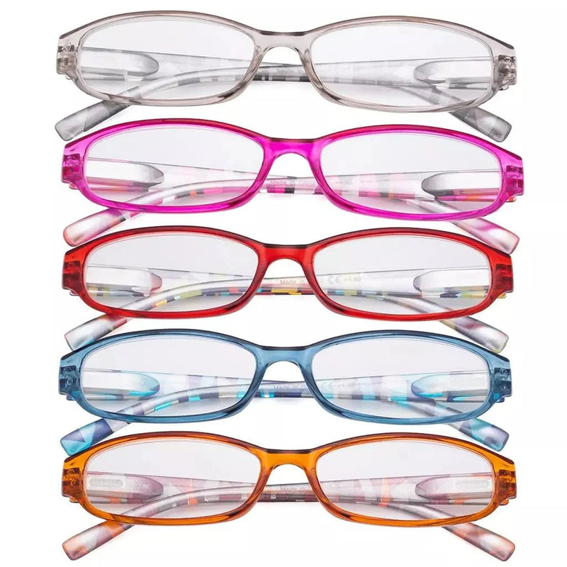 eyekeeper.com 5 Pack Stylish Reading Glasses with Pattern Arms Readers R9104G Eyeglasses