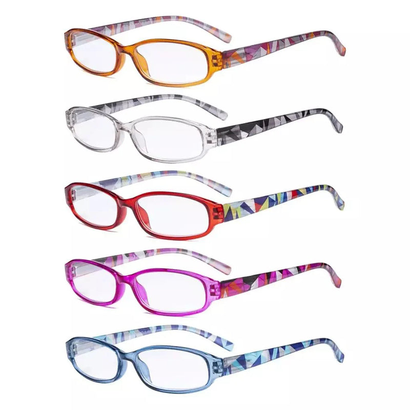 eyekeeper.com 5 Pack Stylish Reading Glasses with Pattern Arms Readers R9104G Eyeglasses