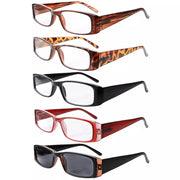 eyekeeper.com 5 Pack Stylish Rectangular Reading Glasses Sunshine Readers R006 Eyeglasses