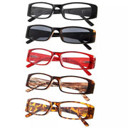 eyekeeper.com 5 Pack Stylish Rectangular Reading Glasses Sunshine Readers R006 Eyeglasses