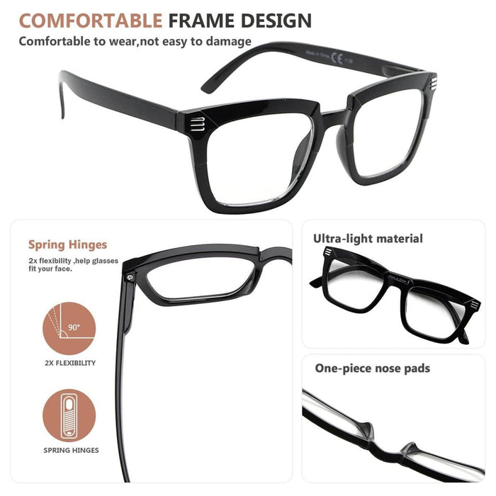 Eyekeeper - 5 Pack Stylish Rectangle Reading Glasses R2109