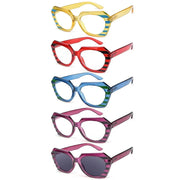eyekeeper.com 5 Pack Stylish Stripe Polygon Reading Glasses R2135 Eyeglasses