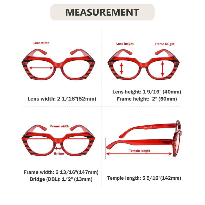 eyekeeper.com 5 Pack Stylish Stripe Polygon Reading Glasses R2135 Eyeglasses