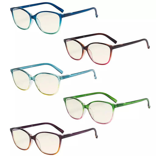 eyekeeper.com 5 Pack Stylish Two-tone Blue Light Filter Readers UVRFH2 Eyeglasses
