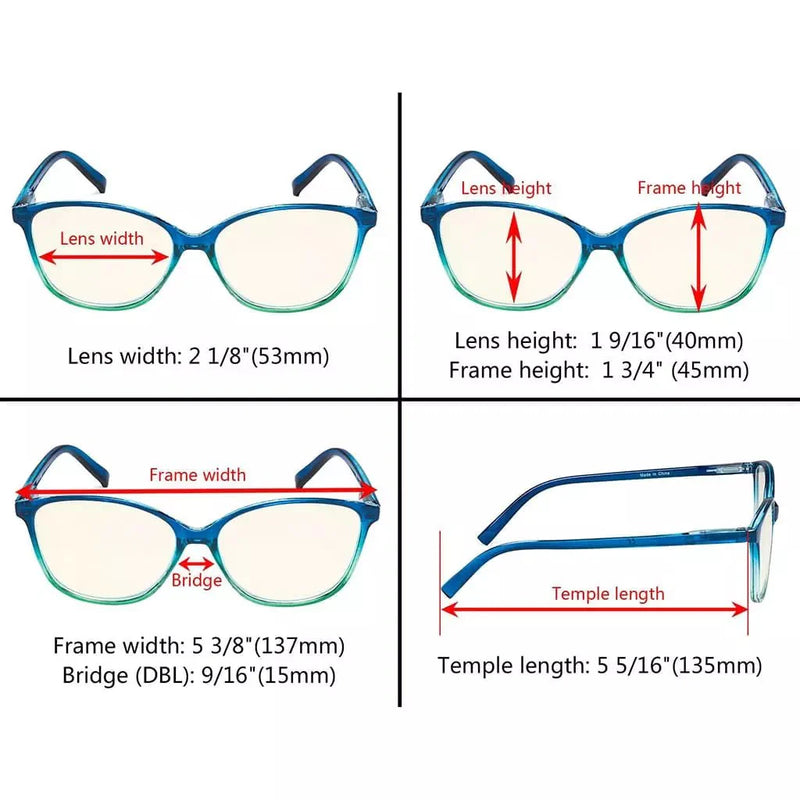 eyekeeper.com 5 Pack Stylish Two-tone Blue Light Filter Readers UVRFH2 Eyeglasses