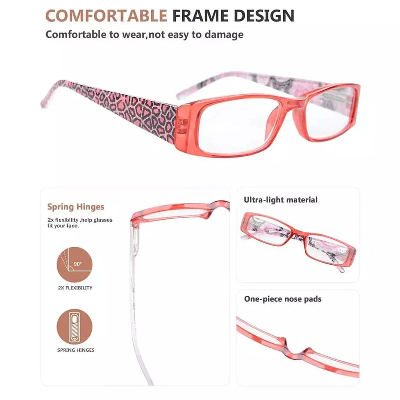 eyekeeper.com 5 Pack Tiger Pattern Rectangle Reading Glasses R040A Eyeglasses