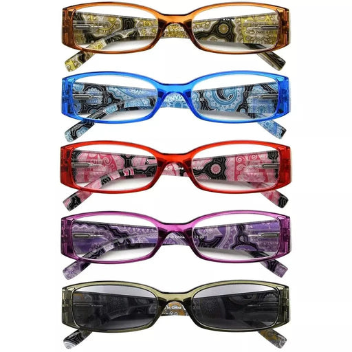 eyekeeper.com 5 Pack Tiger Pattern Rectangle Reading Glasses R040A Eyeglasses