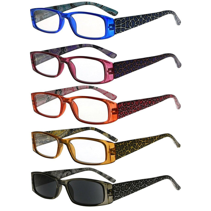 eyekeeper.com 5 Pack Tiger Patterned Temples Reading Glasses R006A Eyeglasses
