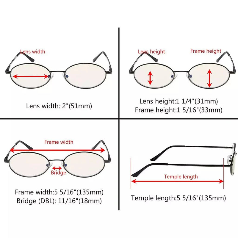 eyekeeper.com 5 Pack Titanium Blue Light Filter Reading Glasses UVR1643 Eyeglasses