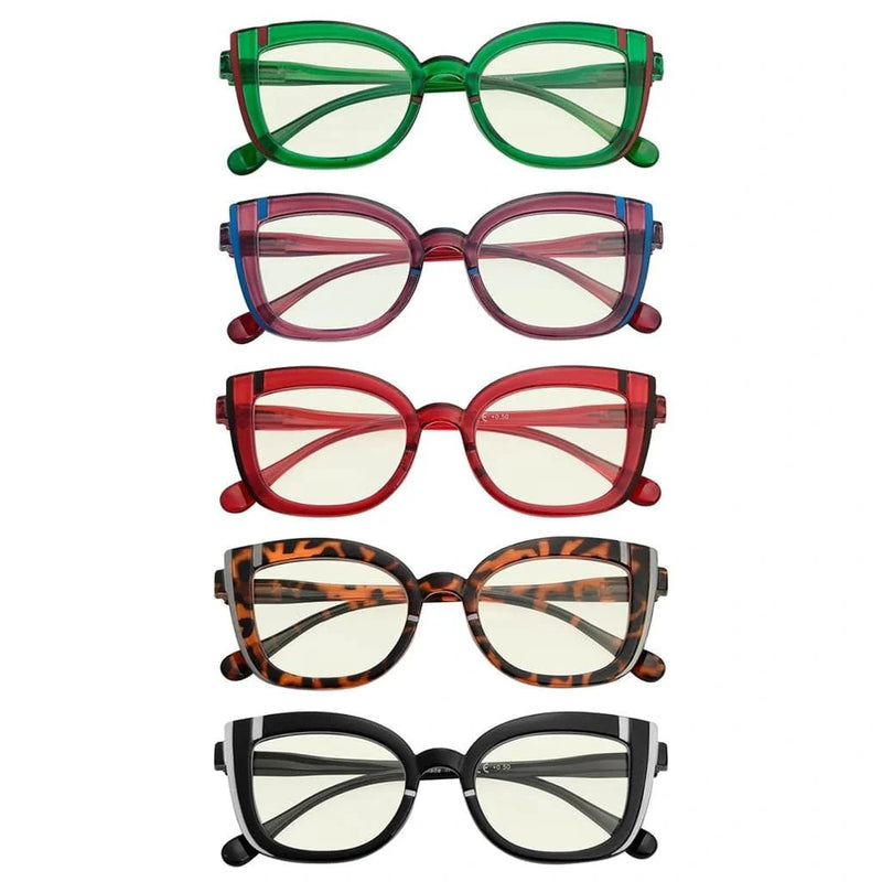eyekeeper.com 5 Pack Trendy Cat-eye Blue Light Filter Reading Glasses UV2117 Eyeglasses