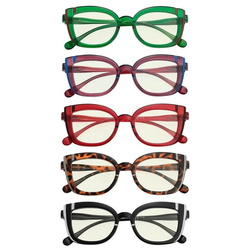 eyekeeper.com 5 Pack Trendy Cat-eye Blue Light Filter Reading Glasses UV2117 Eyeglasses