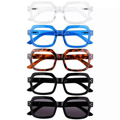 eyekeeper.com 5 Pack Trendy Reading Glasses Polygon Readers R2130 Eyeglasses