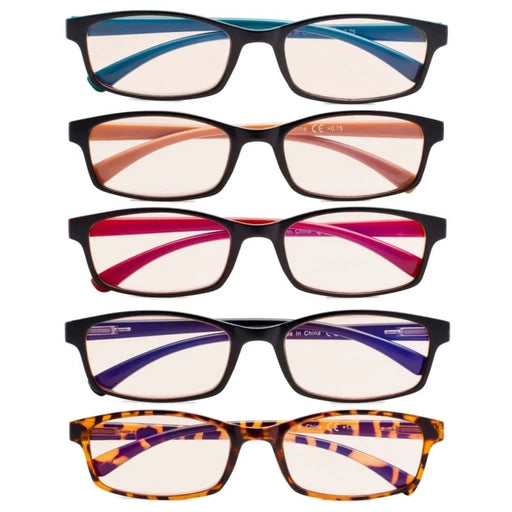 eyekeeper.com 5 Pack Two Color Border Blue Light Filter Reading Glasses UVR177 Eyeglasses