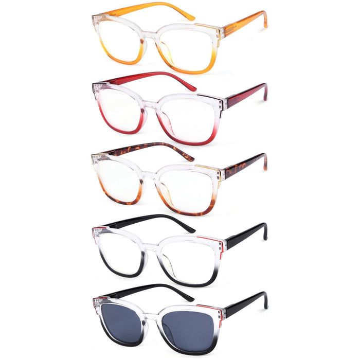 Eyekeeper - 5 Pack Fashionable Reading Glasses Two Tone Eyeglasses R2114