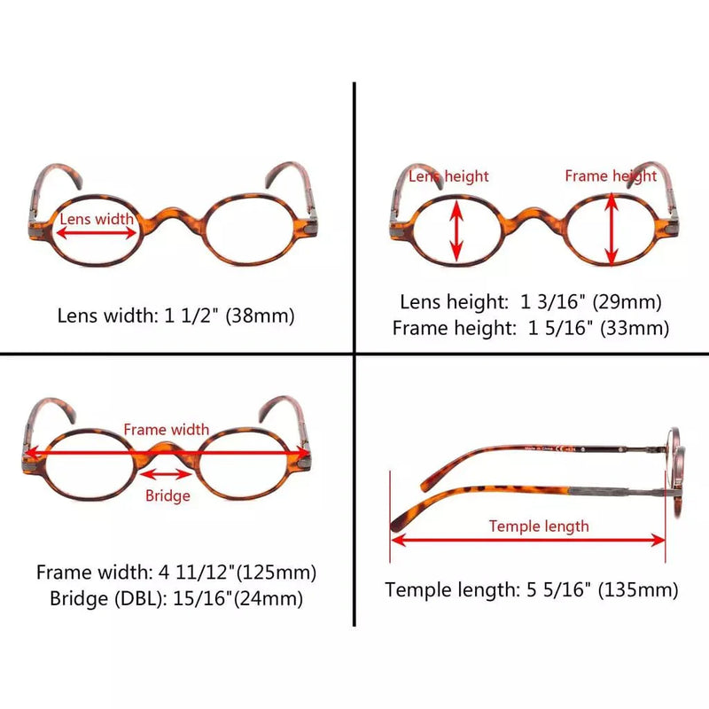 eyekeeper.com 5 Pack Vintage Oval Small Reading Glasses R077 Eyeglasses