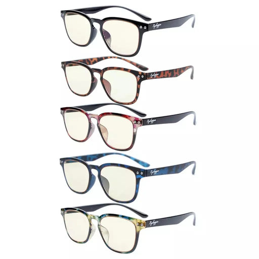 eyekeeper.com 5 Pack Vintage Rectangle Blue Light Filter Reading Glasses CG079 Eyeglasses