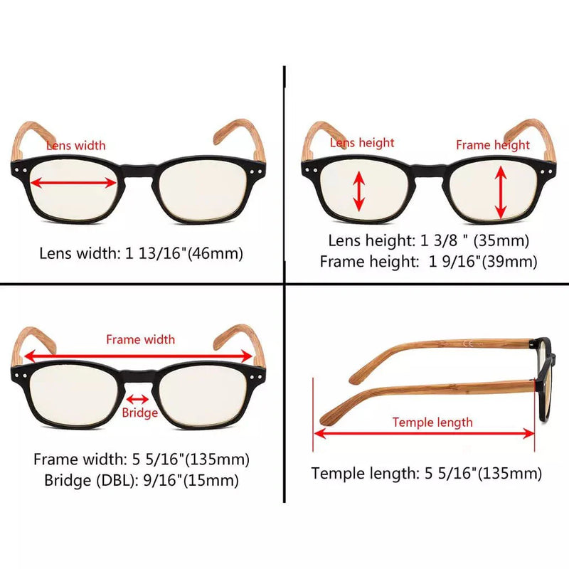eyekeeper.com 5 Pack Wooden Arms Blue Light Filter Reading Glasses UVR034 Eyeglasses
