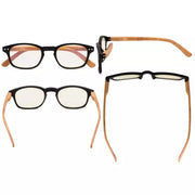 eyekeeper.com 5 Pack Wooden Arms Blue Light Filter Reading Glasses UVR034 Eyeglasses