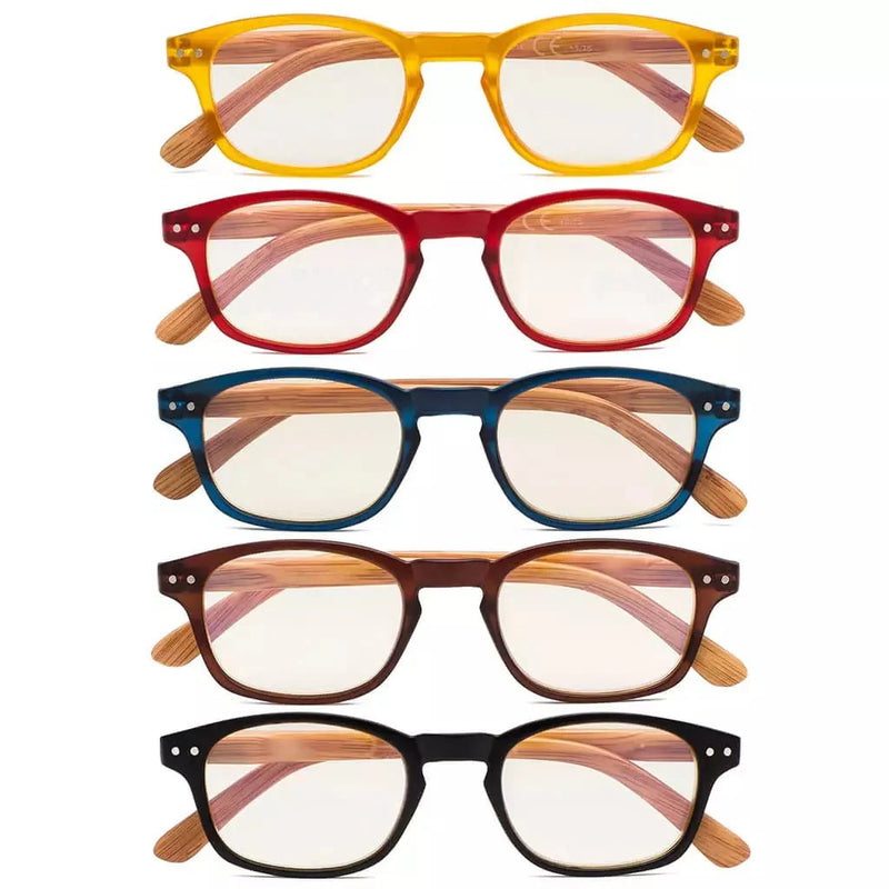 eyekeeper.com 5 Pack Wooden Arms Blue Light Filter Reading Glasses UVR034 Eyeglasses
