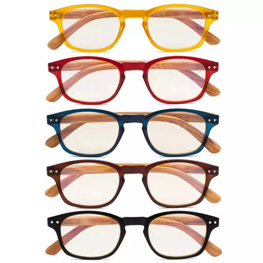 eyekeeper.com 5 Pack Wooden Arms Blue Light Filter Reading Glasses UVR034 Eyeglasses