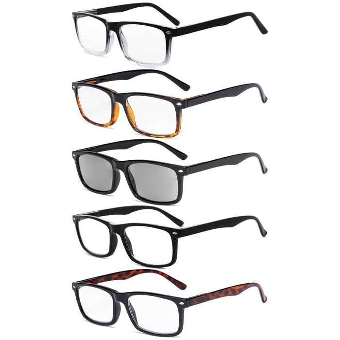 Eyekeeper - 5 Pack Retro Reading Glasses Include Sunshine Glasses R899X