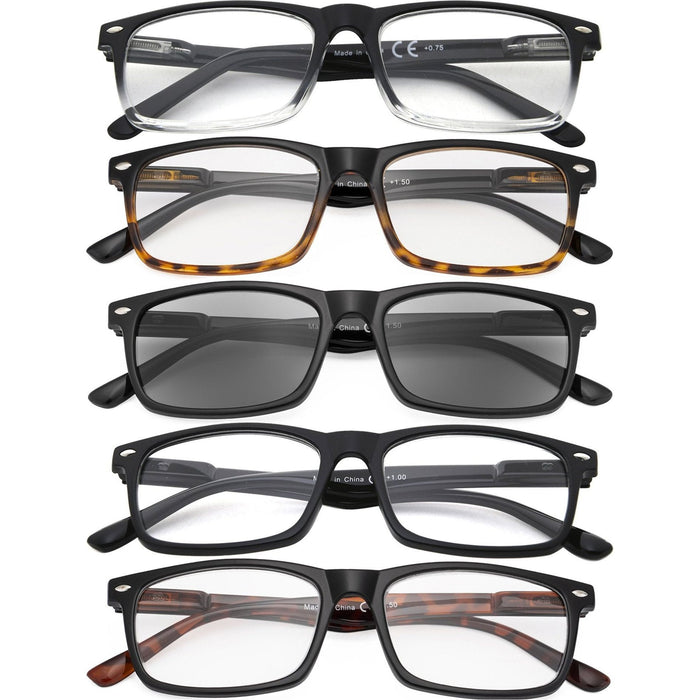 Eyekeeper - 5 Pack Retro Reading Glasses Include Sunshine Glasses R899X