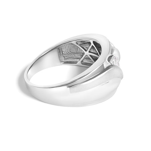 Bids.com Men's .925 Sterling Silver 1/2 Cttw Diamond Channel Set 3-Stone Band Ring - Ring Size 10 Rings