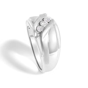 Bids.com Men's .925 Sterling Silver 1/2 Cttw Diamond Channel Set 3-Stone Band Ring - Ring Size 10 Rings