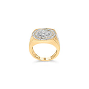 Bids.com 10K Yellow Gold 1 1/2 Cttw Diamond Cluster and Halo Signet Mens Ring (K-L Color, I1-I2 Clarity) - Size 10 Rings