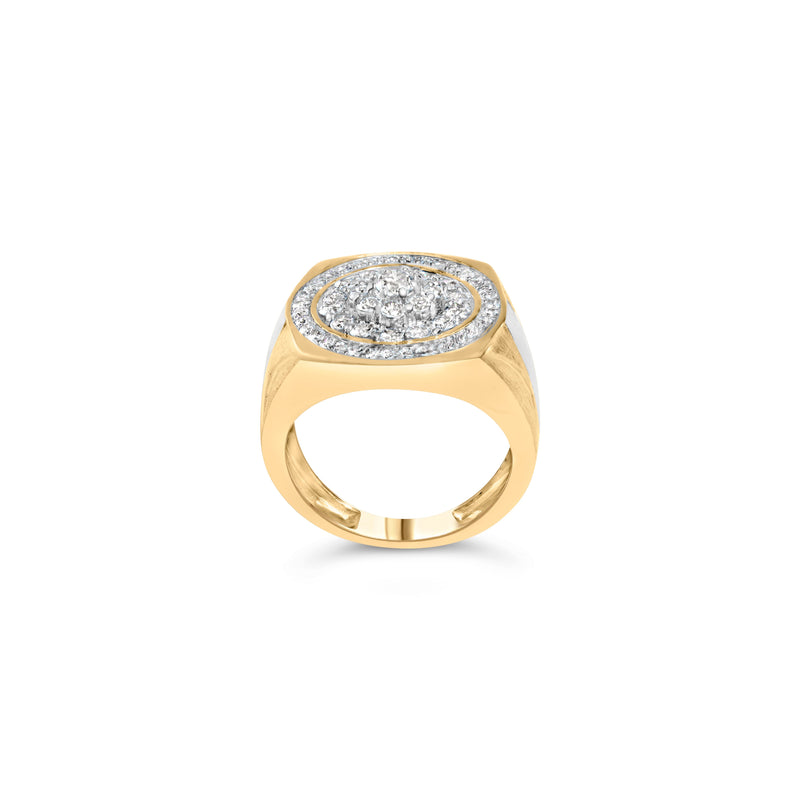 Bids.com 10K Yellow Gold 1 1/2 Cttw Diamond Cluster and Halo Signet Mens Ring (K-L Color, I1-I2 Clarity) - Size 10 Rings