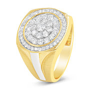 Bids.com 10K Yellow Gold 1 1/2 Cttw Diamond Cluster and Halo Signet Mens Ring (K-L Color, I1-I2 Clarity) - Size 10 Rings