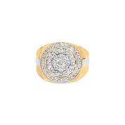 Bids.com 10K Yellow Gold 1 1/2 Cttw Diamond Cluster and Halo Signet Mens Ring (K-L Color, I1-I2 Clarity) - Size 10 Rings