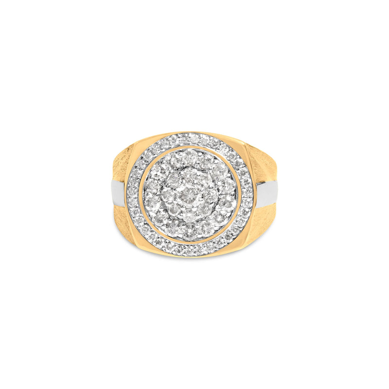 Bids.com 10K Yellow Gold 1 1/2 Cttw Diamond Cluster and Halo Signet Mens Ring (K-L Color, I1-I2 Clarity) - Size 10 Rings