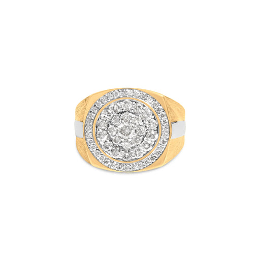 Bids.com 10K Yellow Gold 1 1/2 Cttw Diamond Cluster and Halo Signet Mens Ring (K-L Color, I1-I2 Clarity) - Size 10 Rings