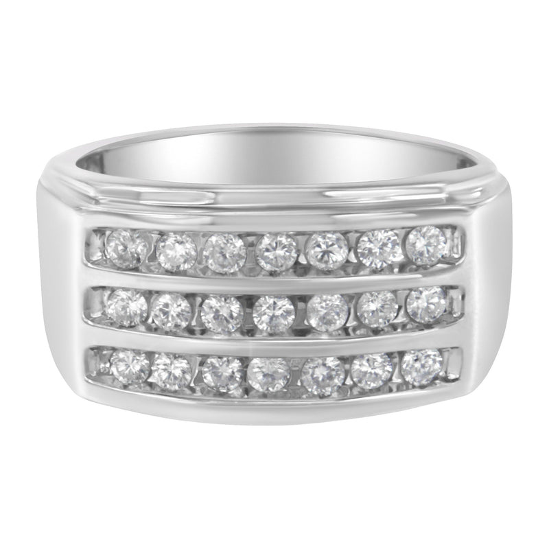Bids.com 14K White Gold Men's Diamond Channel Set Band Ring (1 cttw, H-I Color, SI2-I1 Clarity) Rings