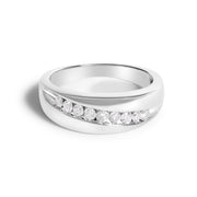Bids.com Men's.925 Sterling Silver 1/2 Cttw Diamond 9 Stone Band Ring - Size 10 Rings