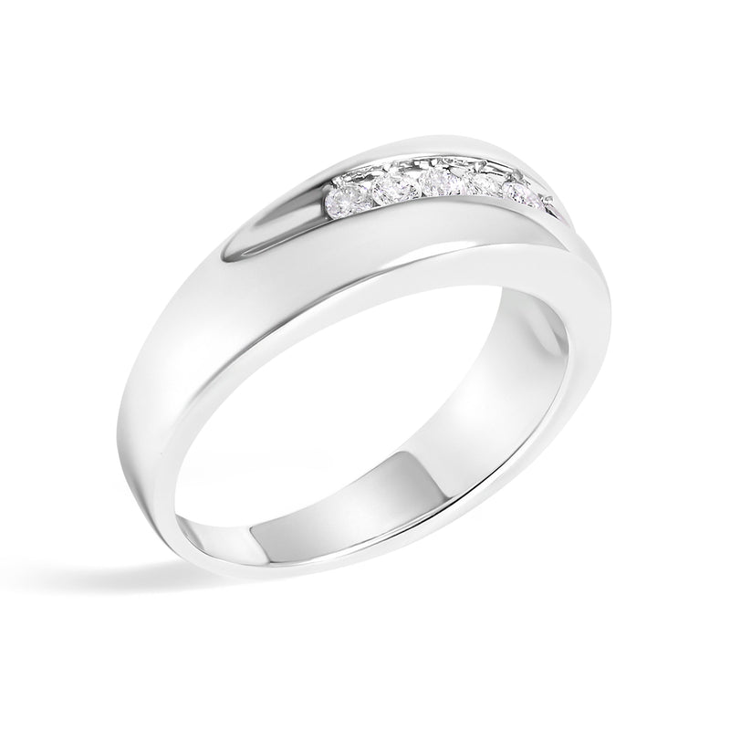 Bids.com Men's.925 Sterling Silver 1/2 Cttw Diamond 9 Stone Band Ring - Size 10 Rings