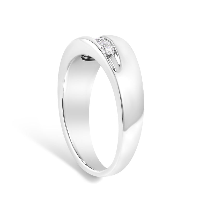 Bids.com Men's.925 Sterling Silver 1/2 Cttw Diamond 9 Stone Band Ring - Size 10 Rings