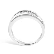 Bids.com Men's.925 Sterling Silver 1/2 Cttw Diamond 9 Stone Band Ring - Size 10 Rings