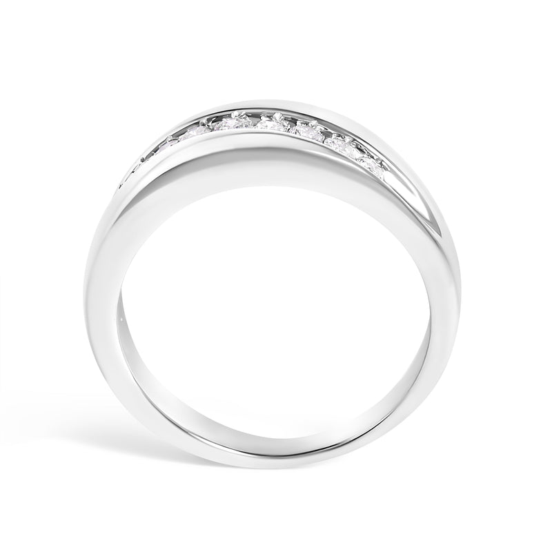 Bids.com Men's.925 Sterling Silver 1/2 Cttw Diamond 9 Stone Band Ring - Size 10 Rings