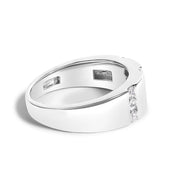 Bids.com Men's .925 Sterling Silver 1/2 Cttw Diamond Triple Three Stone Row Band Ring (H-I Color, I1-I2 Clarity) - Ring Size 10 Rings