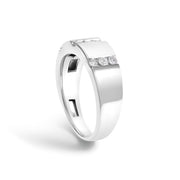 Bids.com Men's .925 Sterling Silver 1/2 Cttw Diamond Triple Three Stone Row Band Ring (H-I Color, I1-I2 Clarity) - Ring Size 10 Rings