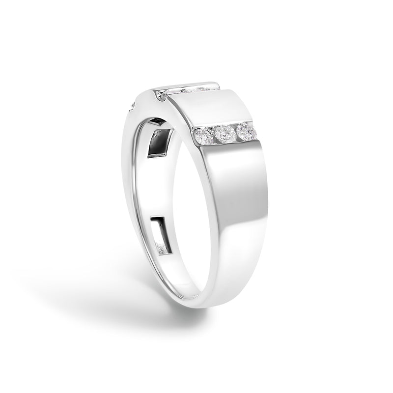 Bids.com Men's .925 Sterling Silver 1/2 Cttw Diamond Triple Three Stone Row Band Ring (H-I Color, I1-I2 Clarity) - Ring Size 10 Rings