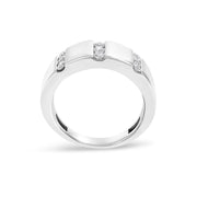 Bids.com Men's .925 Sterling Silver 1/2 Cttw Diamond Triple Three Stone Row Band Ring (H-I Color, I1-I2 Clarity) - Ring Size 10 Rings