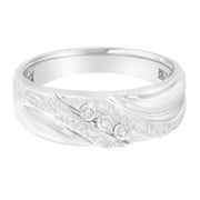 Bids.com 10K White Gold 1/10 Cttw Diamond Men's Three Stone Channel Set Diamond Wedding Ring (I-J Color, I1-I2 Clarity) - Size 10 Rings